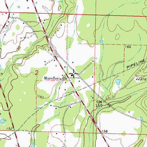 Topographic Map of Macedonia Church, MS