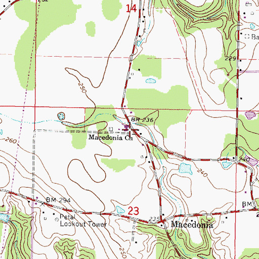 Topographic Map of Macedonia Baptist Church, MS