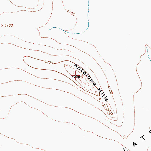 Topographic Map of Antelope Hills, AZ