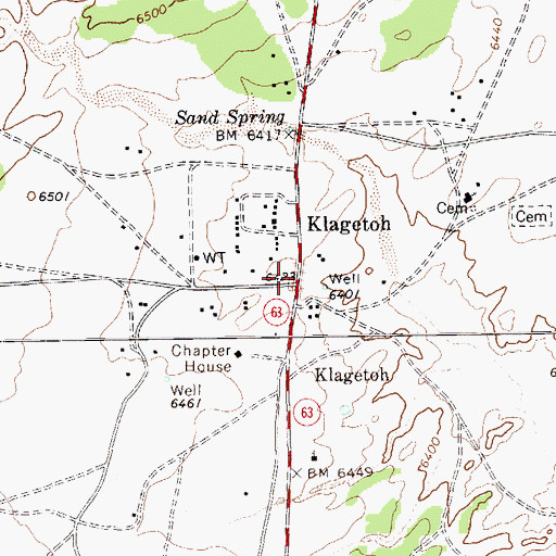 Topographic Map of Klagetoh, AZ