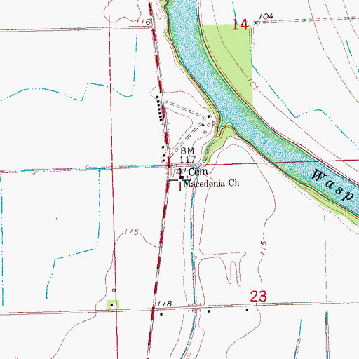 Topographic Map of Macedonia Church, MS