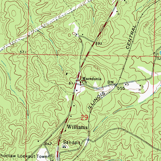 Topographic Map of Macedonia Primitive Baptist Church, MS
