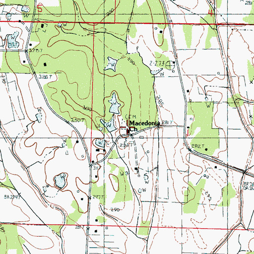 Topographic Map of Macedonia Missionary Baptist Church, MS