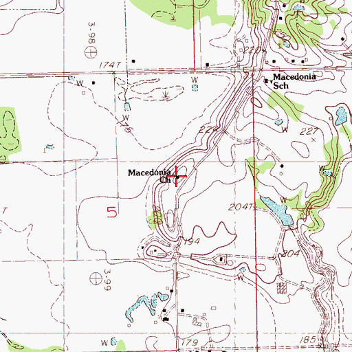 Topographic Map of Macedonia Church, MS