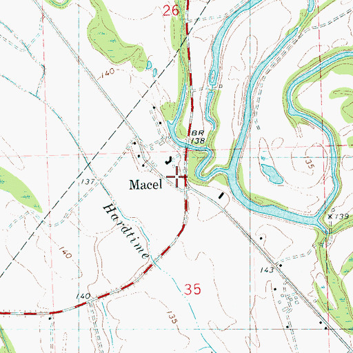 Topographic Map of Macel, MS