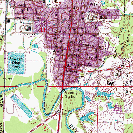 Topographic Map of Macon, MS