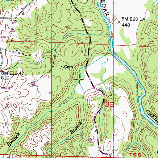 Topographic Map of Mad Dog Branch, MS