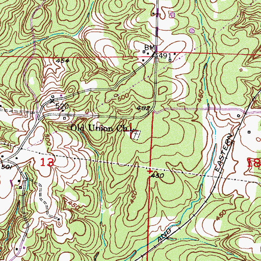Topographic Map of Old Union Cemetery, AR