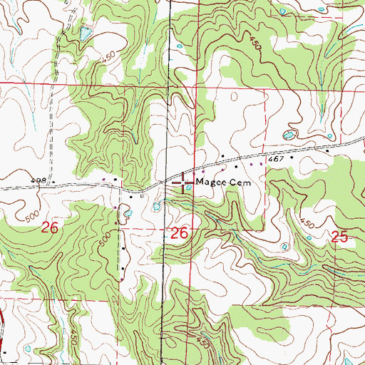 Topographic Map of Magee Cemetery, MS
