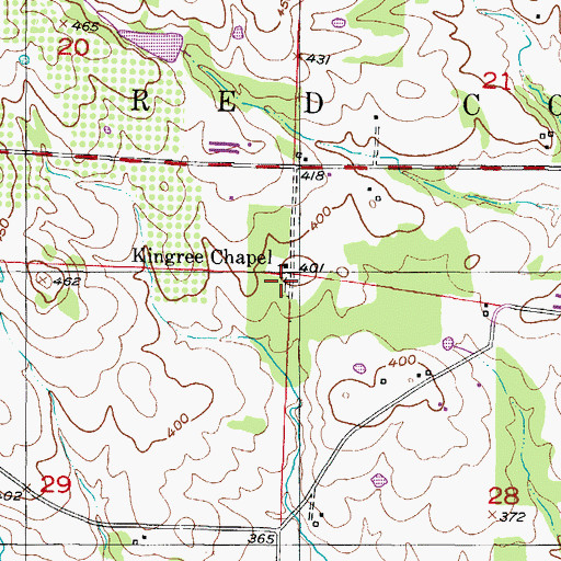 Topographic Map of Kingree Chapel Cemetery, AR