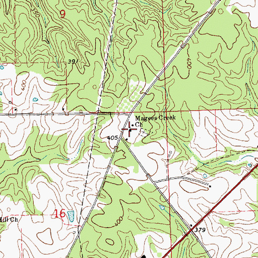 Topographic Map of Magees Creek Church, MS