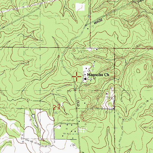 Topographic Map of Magnolia Church, MS