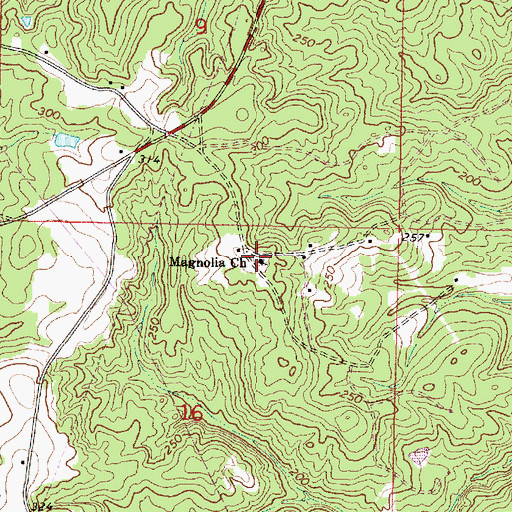 Topographic Map of Magnolia Church, MS