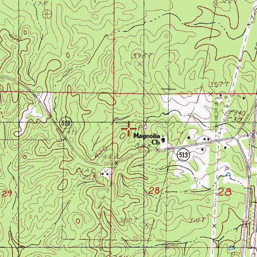 Topographic Map of Magnolia Church, MS