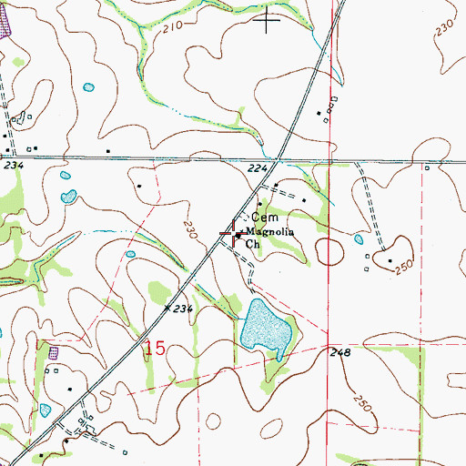 Topographic Map of Magnolia Church, MS