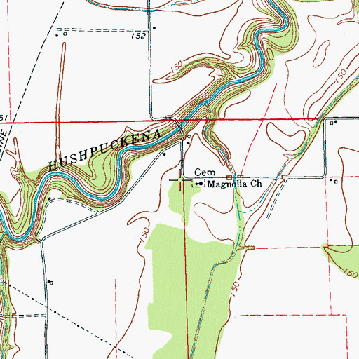 Topographic Map of Magnolia Church, MS