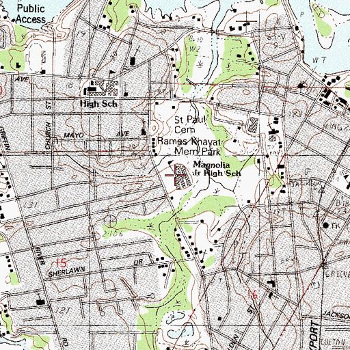 Topographic Map of Magnolia Junior High School, MS