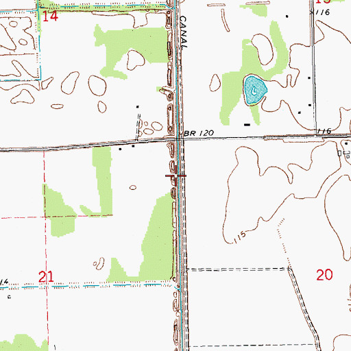 Topographic Map of Main Canal, MS