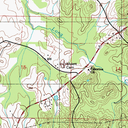 Topographic Map of Malett Cemetery, MS