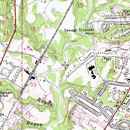 Topographic Map of Mammoth Bayou, MS