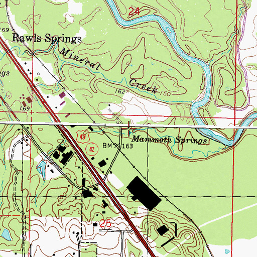 Topographic Map of Mammoth Springs, MS