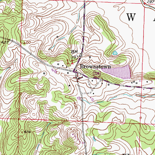 Topographic Map of Brownstown Community Church, AR