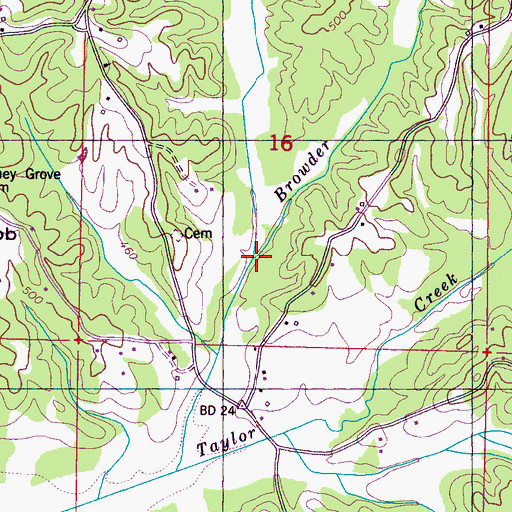 Topographic Map of Maness Branch, MS
