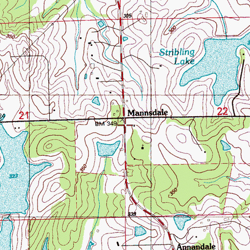 Topographic Map of Mannsdale, MS