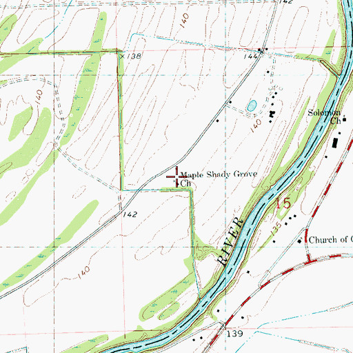 Topographic Map of Maple Shady Grove Church, MS