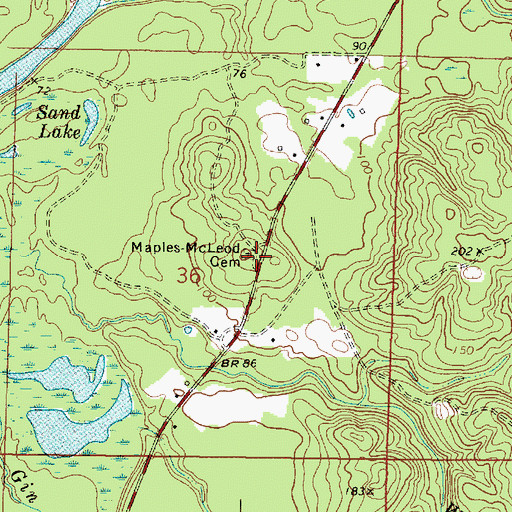 Topographic Map of Maple-McLeod Cemetery, MS