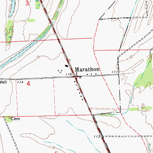 Topographic Map of Marathon, MS