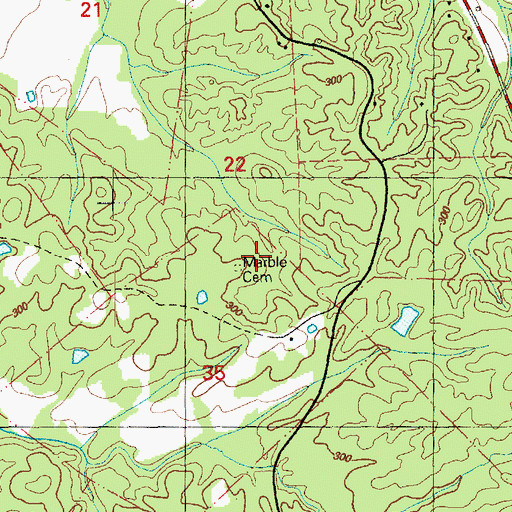 Topographic Map of Marble Cemetery, MS