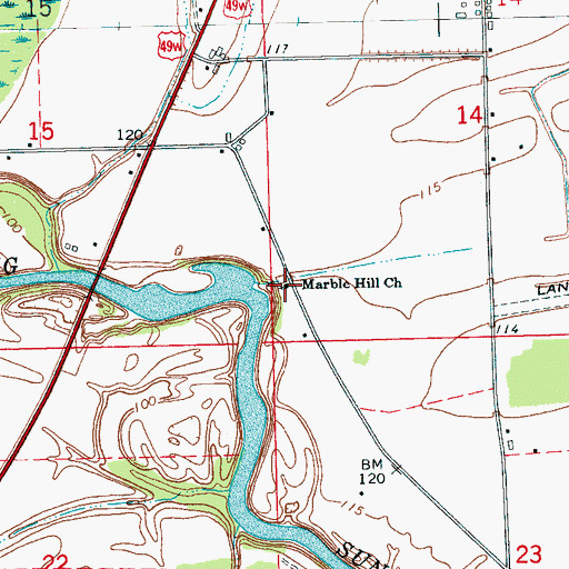 Topographic Map of Marble Hill Church, MS