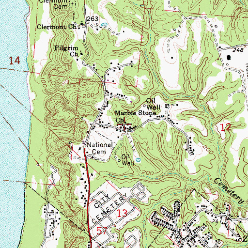 Topographic Map of Marble Stone Church, MS