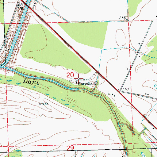 Topographic Map of Marcella Church, MS