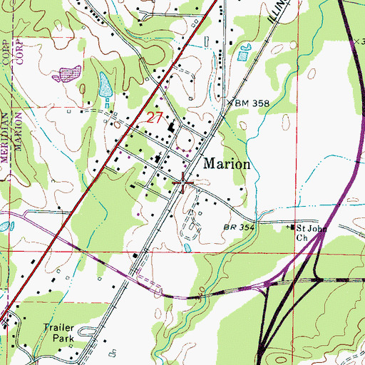 Topographic Map of Marion, MS
