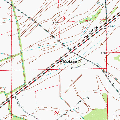 Topographic Map of Markham Church, MS