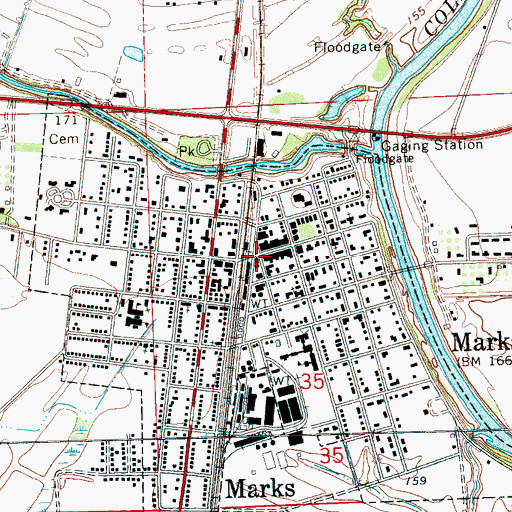 Topographic Map of Marks, MS