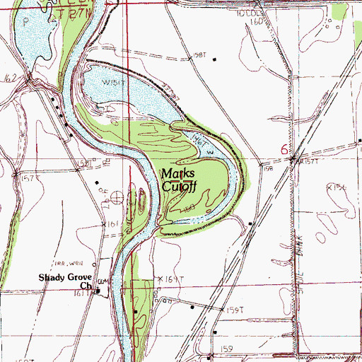 Topographic Map of Marks Cut-Off, MS