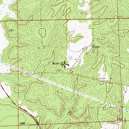 Topographic Map of Mars Hill Church, MS
