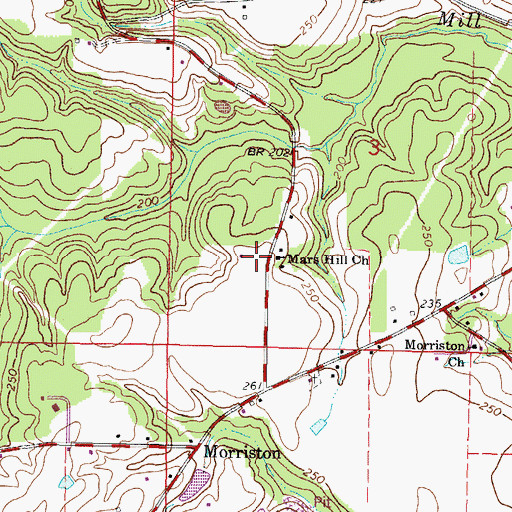 Topographic Map of Mars Hill Church, MS