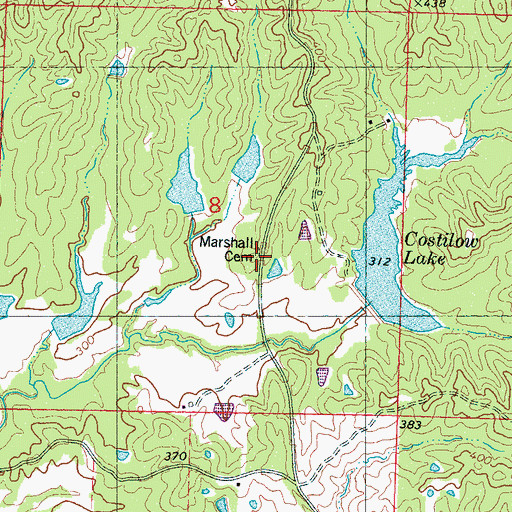 Topographic Map of Marshall Cemetery, MS