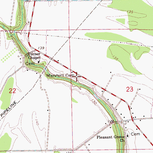 Topographic Map of Marshall Cemetery, MS