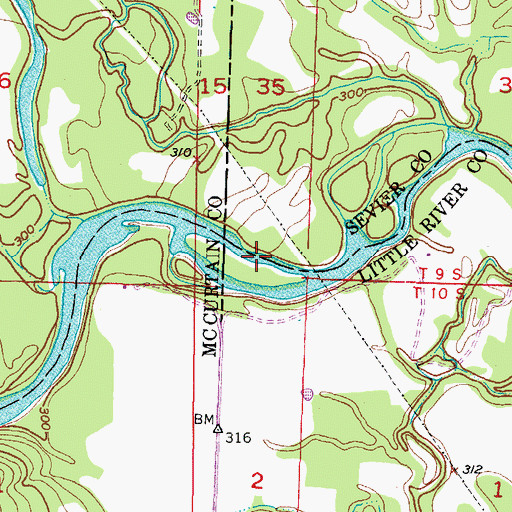 Topographic Map of Line Ford, AR