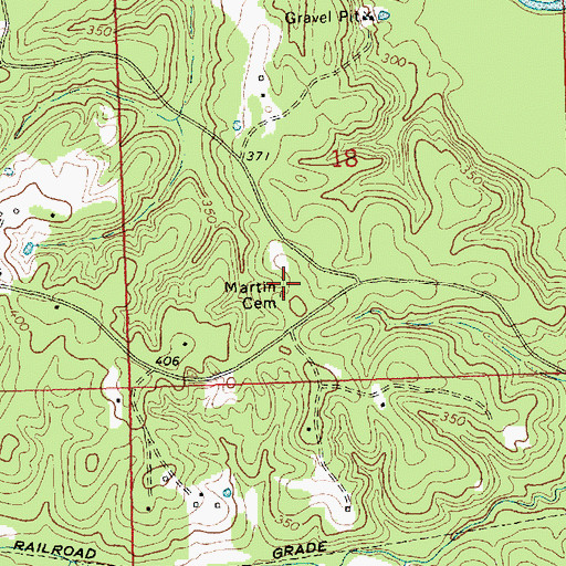 Topographic Map of Martin Cemetery, MS