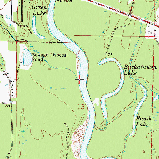 Topographic Map of Martin Creek, MS