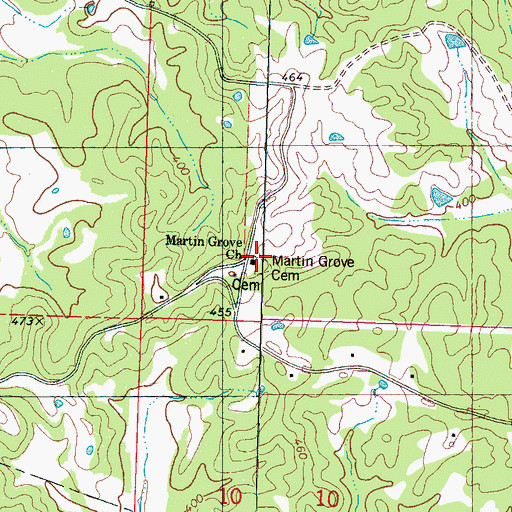 Topographic Map of Martin Grove Church, MS