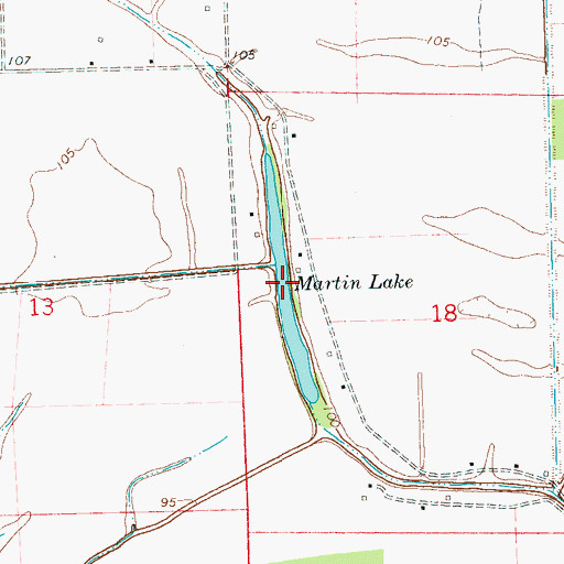 Topographic Map of Martin Lake, MS