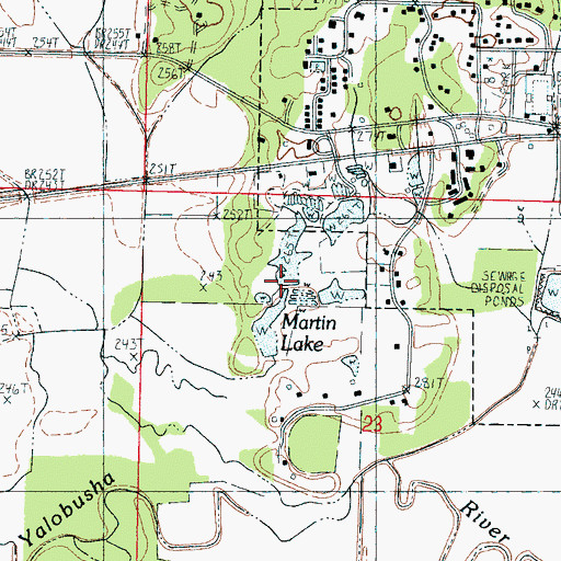 Topographic Map of Martin Lakes, MS