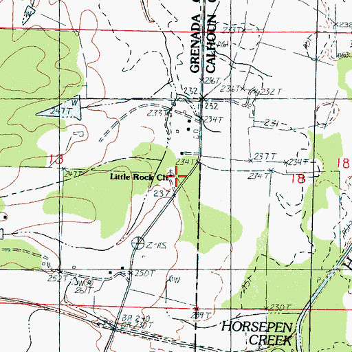 Topographic Map of Martin Line School, MS